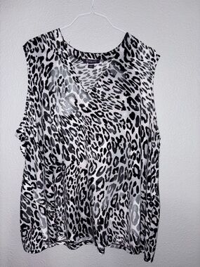 Roaman's Black & White Leopard Print Tank
